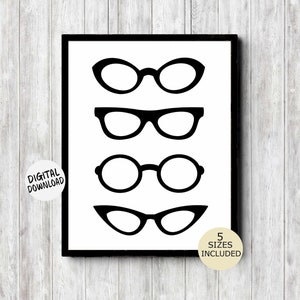 Eye Glasses Printable Wall Art - Wall Decor Poster - Spectacles Print - Eye Glass Frames - Office Decor - Digital Artwork Home Decor