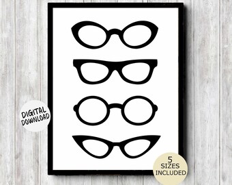 Eye Glasses Printable Wall Art - Wall Decor Poster - Spectacles Print - Eye Glass Frames - Office Decor - Digital Artwork Home Decor