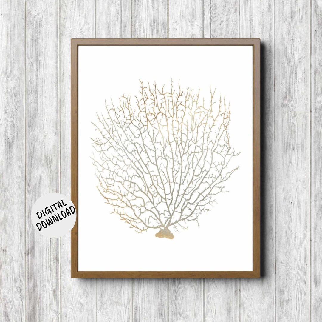 Sea Fan Coral Printable Wall Art Watercolor Sealife Print - Etsy