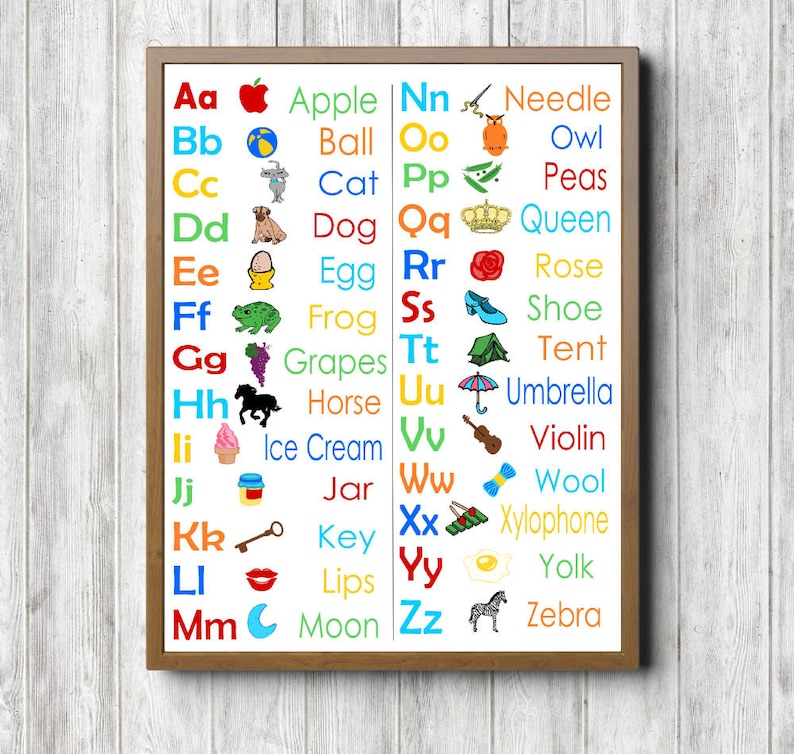 alphabet chart printable wall art classroom wall decor etsy