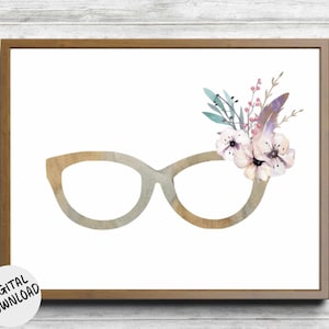 Brillen Wand Kunst zum ausdrucken - Optiker Geschenk - Aquarell Optometrie Wand Kunst - Brillen Druck - Brillen Wand Dekor -Büro