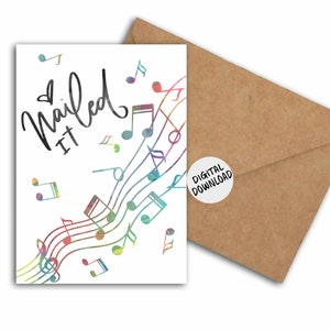 Tarjeta imprimible de reconocimiento Nailed It con notas musicales para músicos/estudiantes de música - Tarjeta de logros Retical