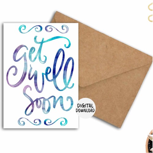 Printable Get Well Soon Card Instant Download Greeting - Etsy