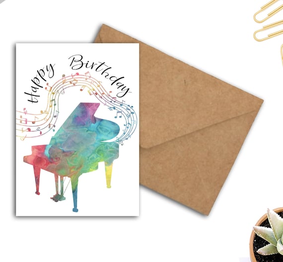 Birthday Card For Pianist /Musician /Music Lover Printable | Etsy