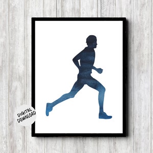 Track & Field Printable Wall Art - Running Man Silhouette Poster - Athlete Gift For Him
