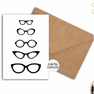 Carte de voeux imprimable lunettes - optométriste / opticien - 5 x 7 impression à la maison