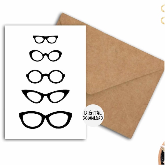 Eye Glasses Printable Greeting Card -Optometrist/ Optician Greeting Card  x Print At Home
