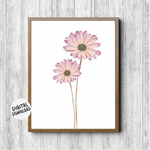 Long Stem Flowers Printable Wall Art - Gerbera Daisies Print - Simple Floral Nursery / Girls Room Poster