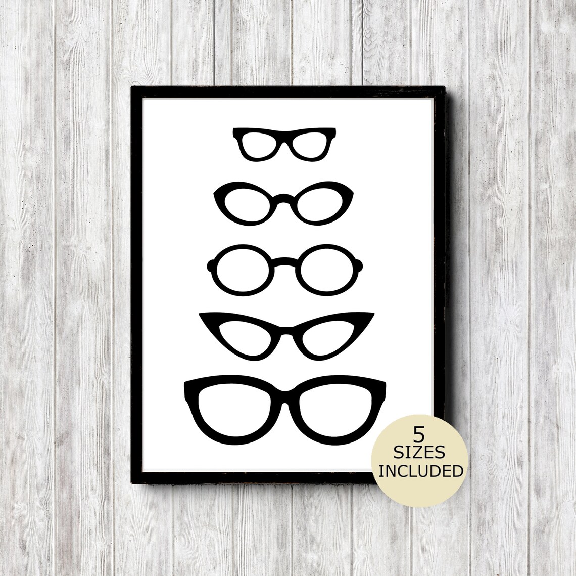 Black Eyeglasses Printable Wall Decor Gift for Optician / - Etsy