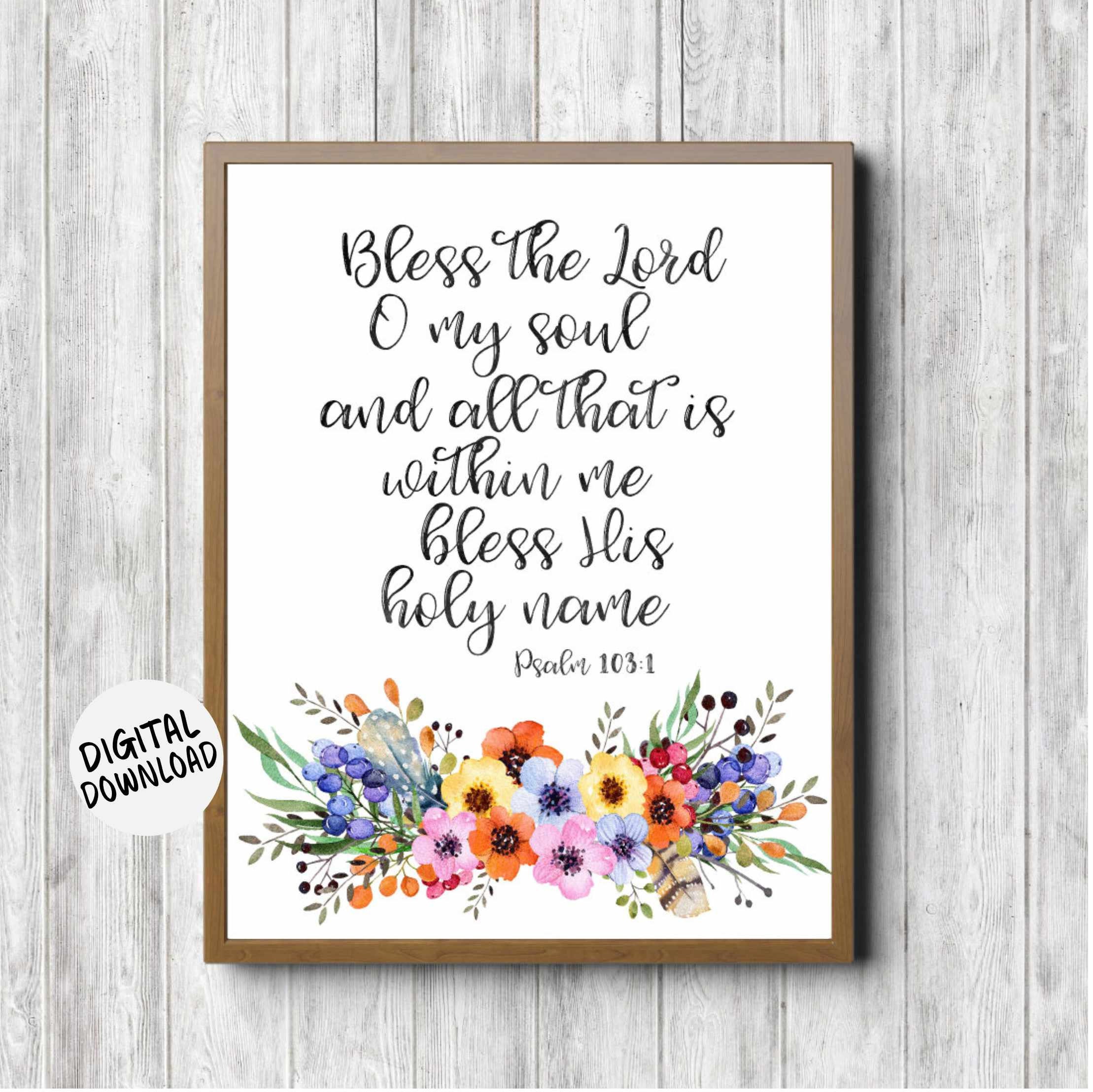 TJ Originals Psalm 103:5 He Fills My Life With Good Things. Bible Verse  Wall Print- Unframed 11 x 14 Black & White Print - Inspirational Gift for