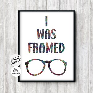 Optometrie-Dekor mit Brillenkunst, ich wurde gerahmt Wortspiel-Zitat-Druck für Augendoktorpraxis, Optometrist-Geschenk, schrullige Wandkunst für Wartezimmer