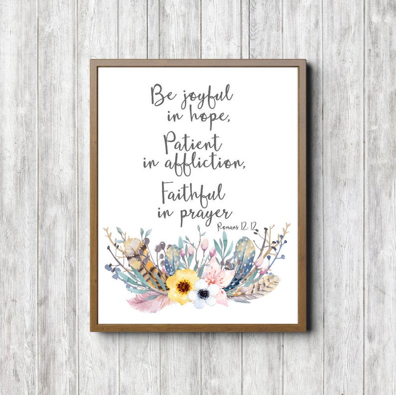 Printable Romans 12 : 12 Scripture Wall Art Be Joyful In | Etsy