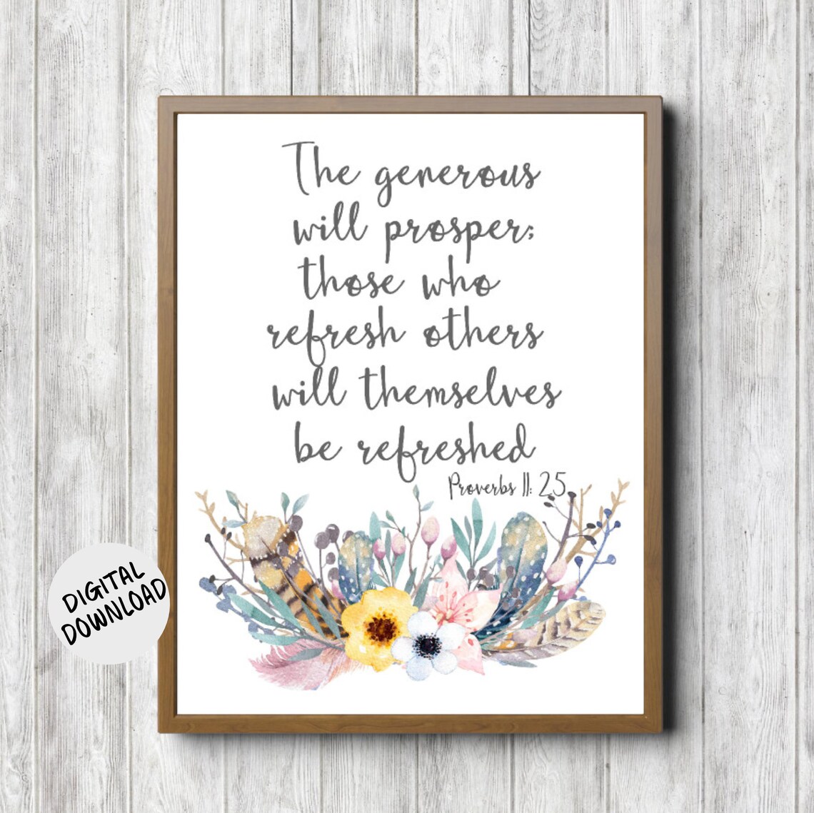 Proverbs 11 :25 Rustic Scripture Printable Boho Poster - Etsy