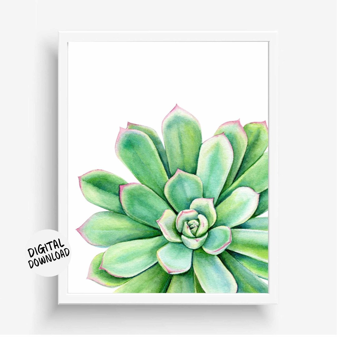 Printable Succulent Wall Art Gift - Watercolor Botanical Download ...