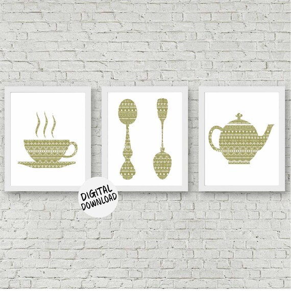Printable Kitchen Wall Art Set of 3 Art Prints Teacup/ - Etsy