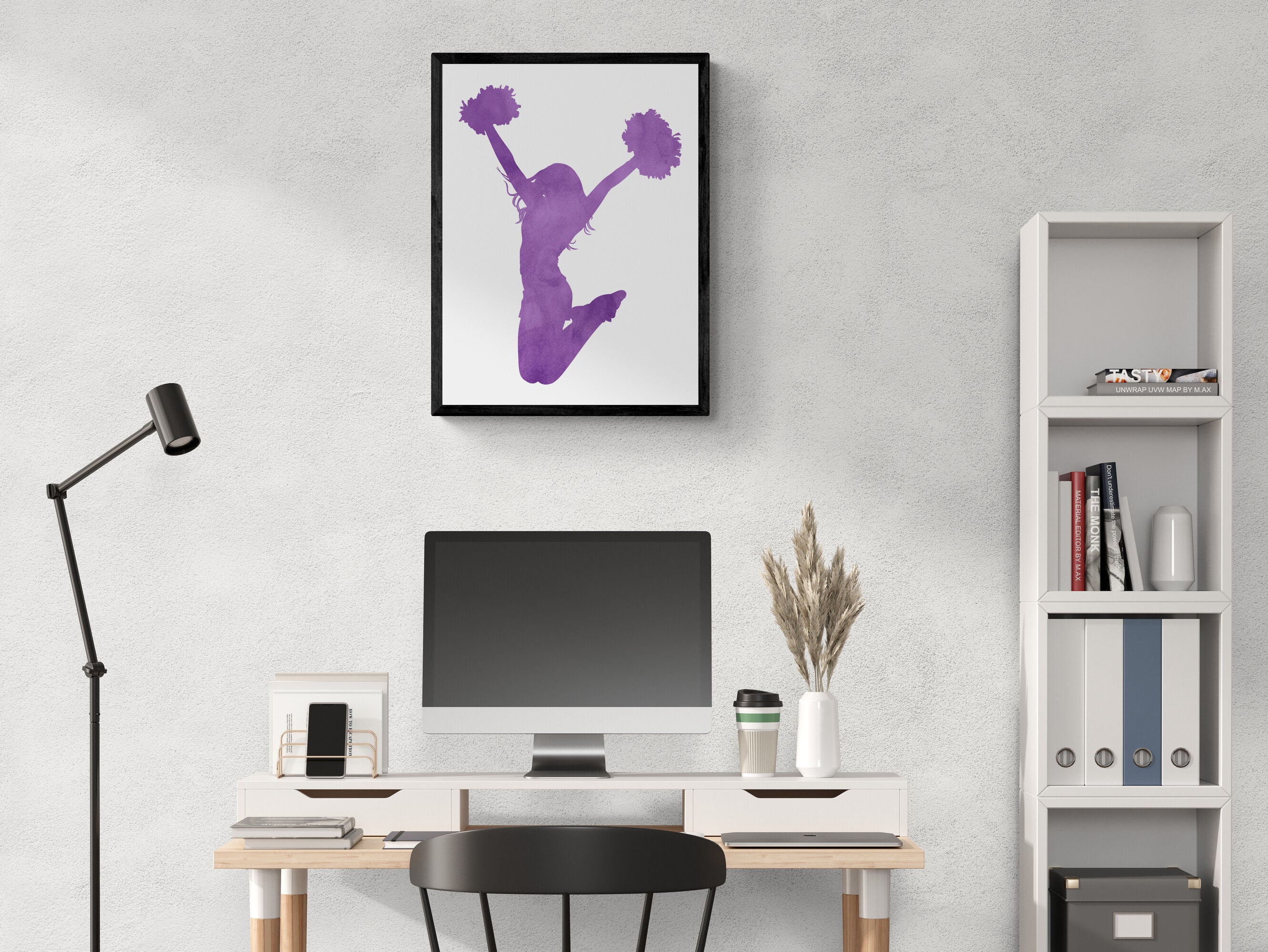 Cheerleading Poster in Purple Watercolor for Teen Girl Bedroom or ...