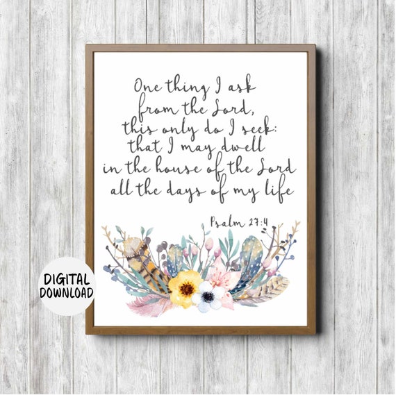 Psalm 27: 4 Printable Bible Verse Rustic Scripture Wall Art | Etsy