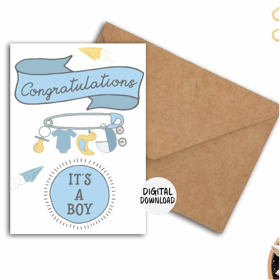 Congratulations Its A Boy Printable Greeting Card - Newborn Baby Boy ...