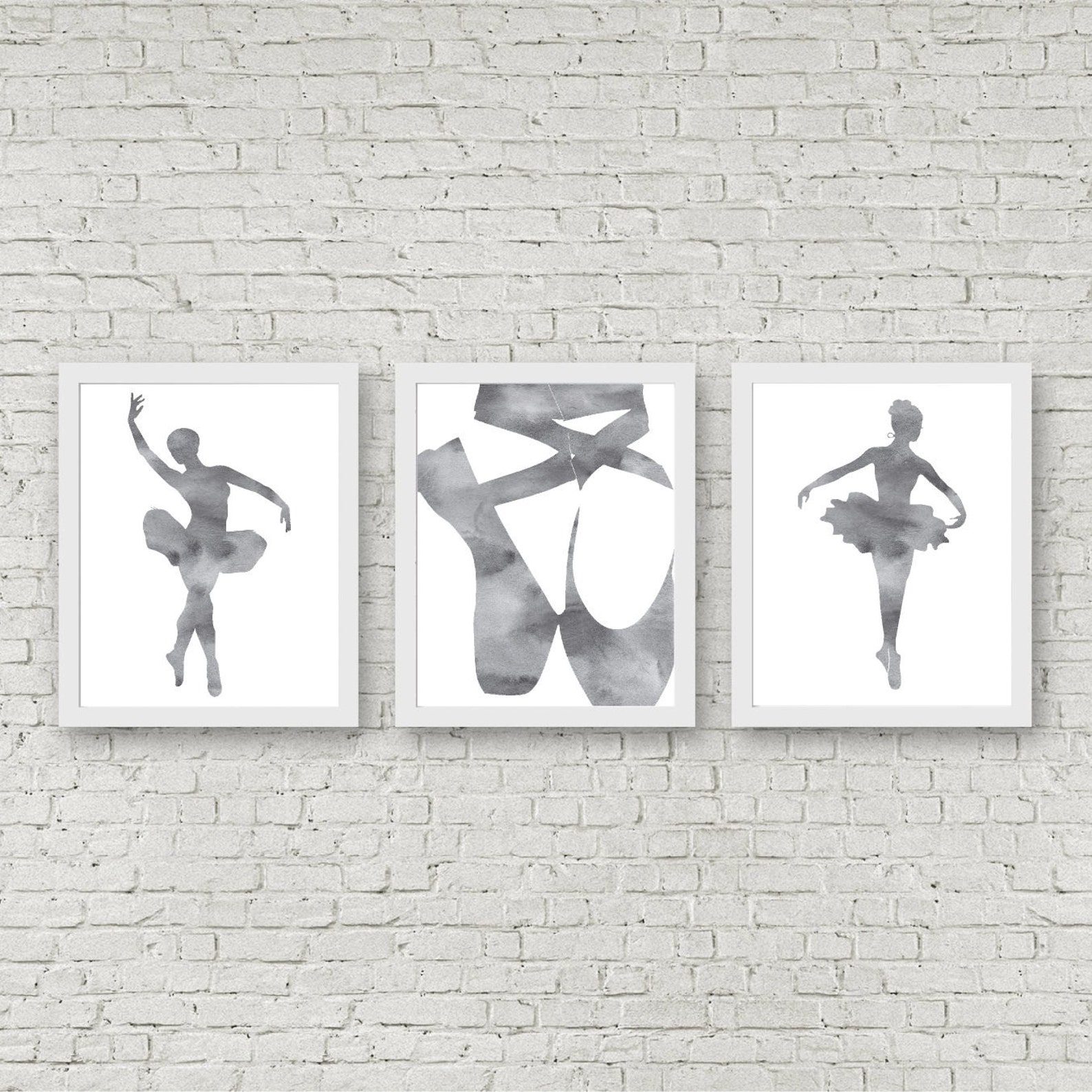 instant download - set of 3 art prints - watercolor ballet wall art - ballerina / ballet shoes poster - ballet pointe shoes art