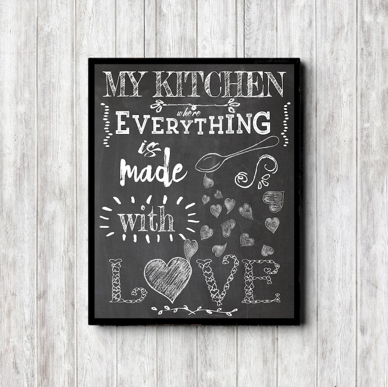  Chalkboard  Kitchen Quote  Printable Wall Art Made With Love  