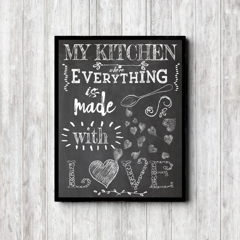 Chalkboard Kitchen Quote Printable Wall Art Made With Love Chalkboard Kitchen Quote Printable Wall Art Made With Love