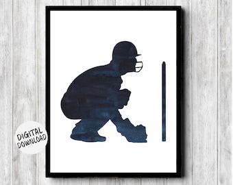 Wicket Keeper Silhouette Printable Art - Cricket Teen Boy / Nursery Wall Decor - Sports Gift For Men / Coach