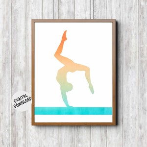 Printable Female Gymnast On Balance Beam Wall Art - Gymnastics Wall Decor Gift - Sports Theme Girls Room /Nursery