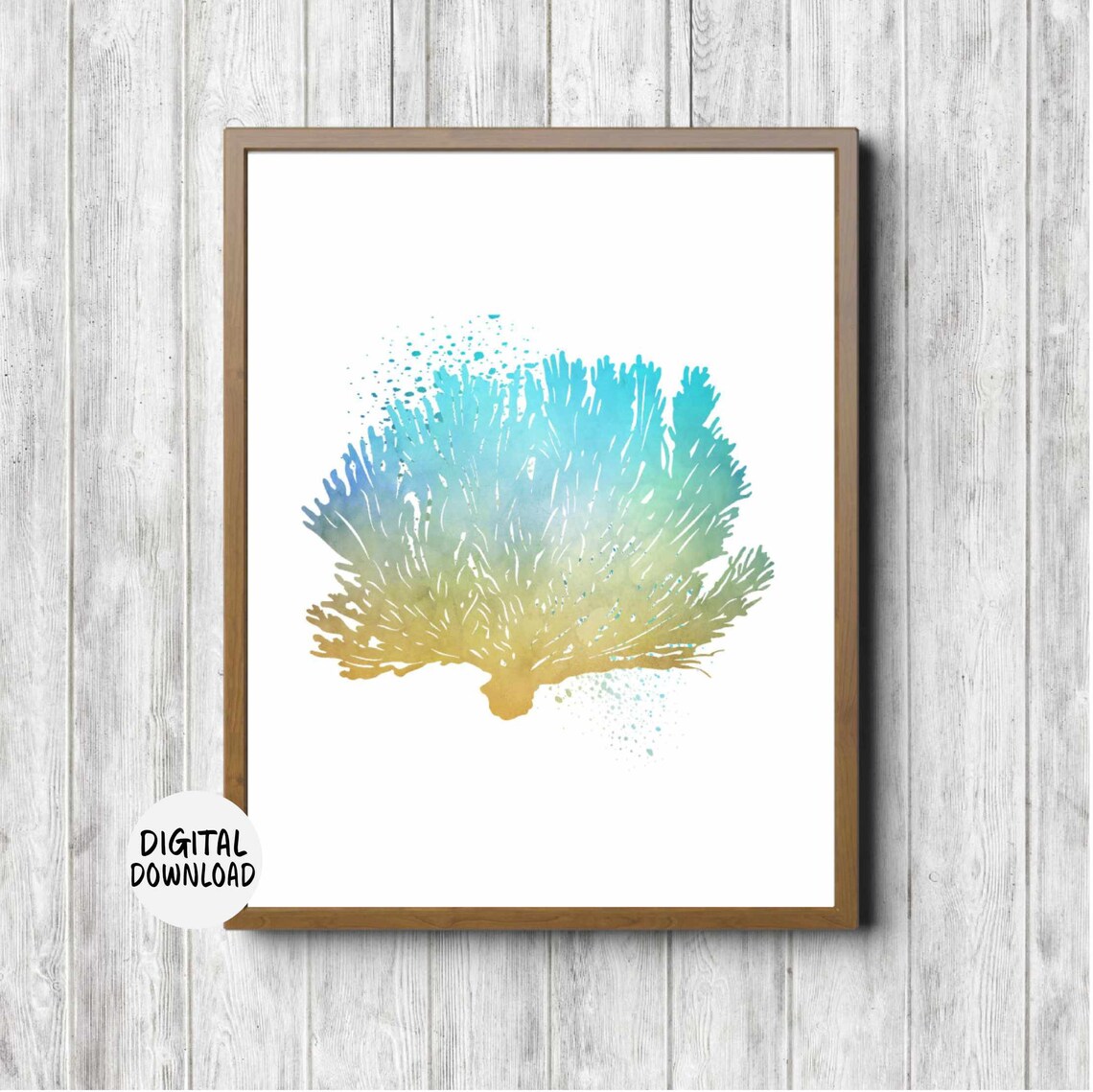 Watercolor Sea Fan Coral Printable Wall Art Beach Theme - Etsy