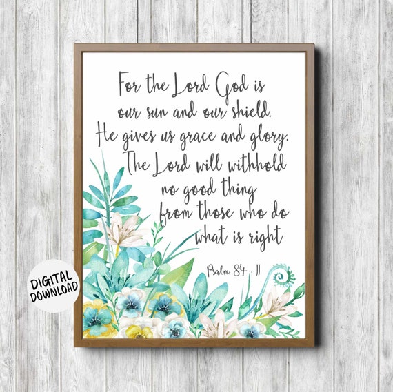 Scripture Wall Art Printable Psalm 84 :11 Christian Gift for | Etsy