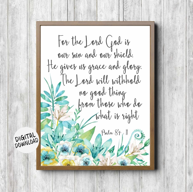 Scripture Wall Art Printable Psalm 84 :11 Christian Gift for - Etsy