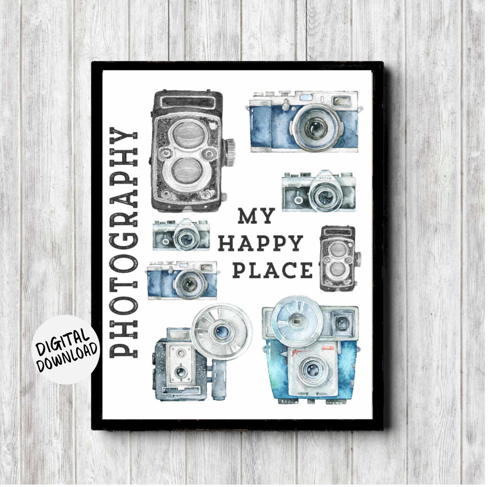 Printable Camera Wall Art Photographer Gift My Happy Place - Etsy