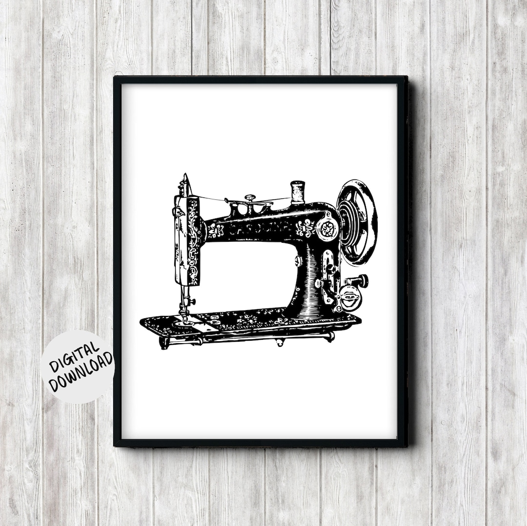 Vintage Sewing Machine Printable Wall Art - Craft Room Wall Decor Poster - Digital Artwork - Etsy