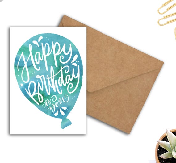 Printable Birthday Card For Him / Boy /Male /Dad Watercolor | Etsy