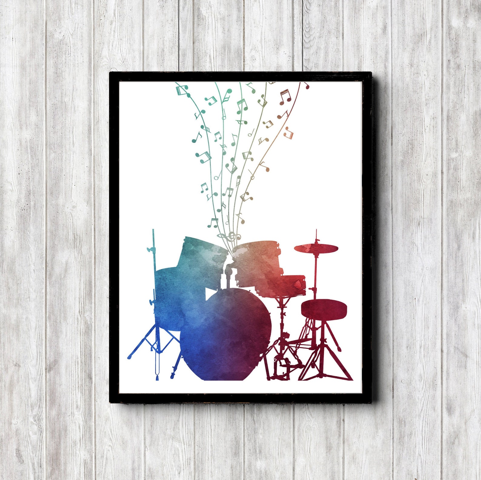 Printable Drum Kit Wall Art Drummer Gift Watercolor Drum Etsy