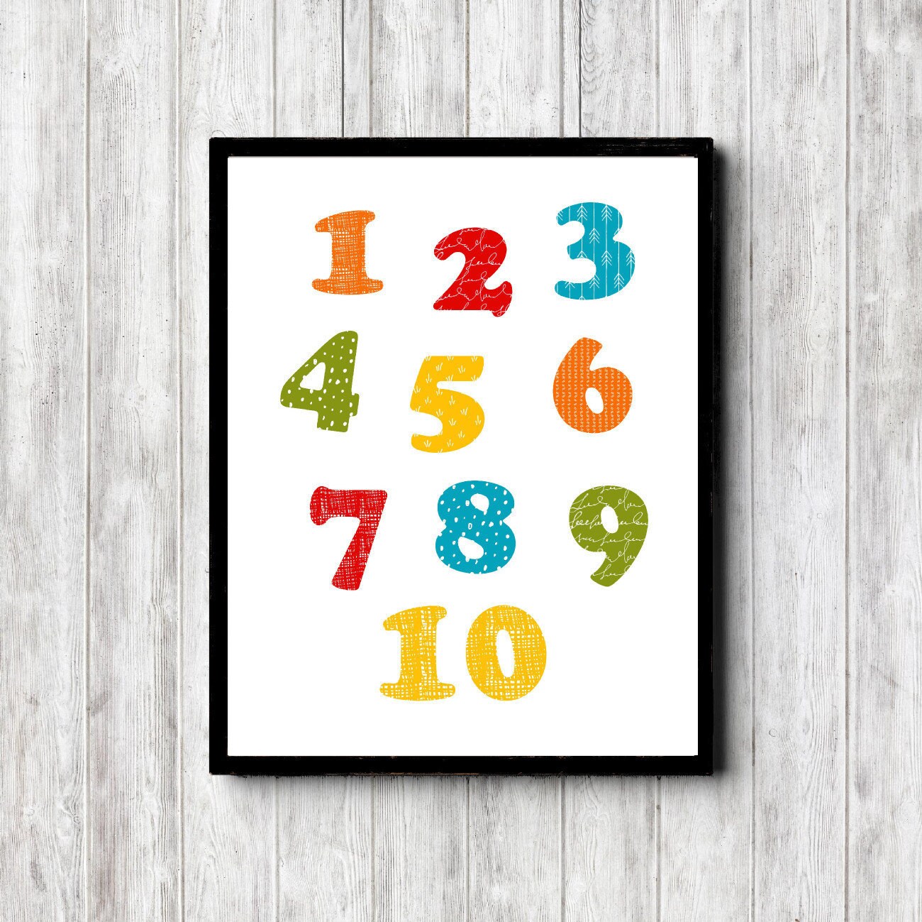 Bright Educational Numbers Printable Nursery Wall Art Etsy