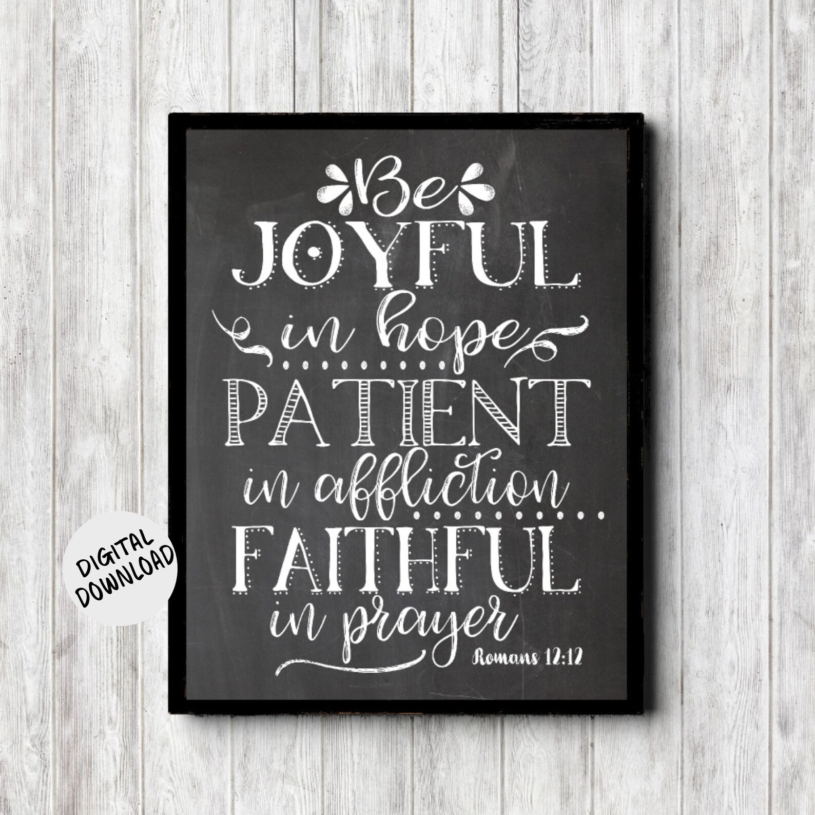 Printable Romans 12 : 12 Chalkboard Scripture Print Be | Etsy