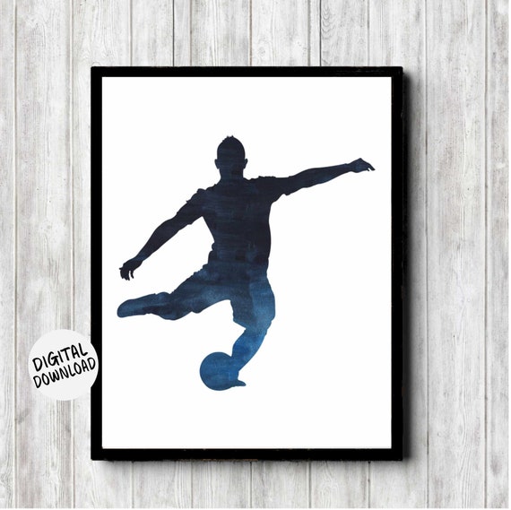 Printable Soccer / Football Player Silhouette Wall Art - Sports Wall Decor - Soccer Gift For Him / Coach/ Men / Teen