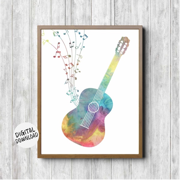 Printable Wall Art Guitar Etsy