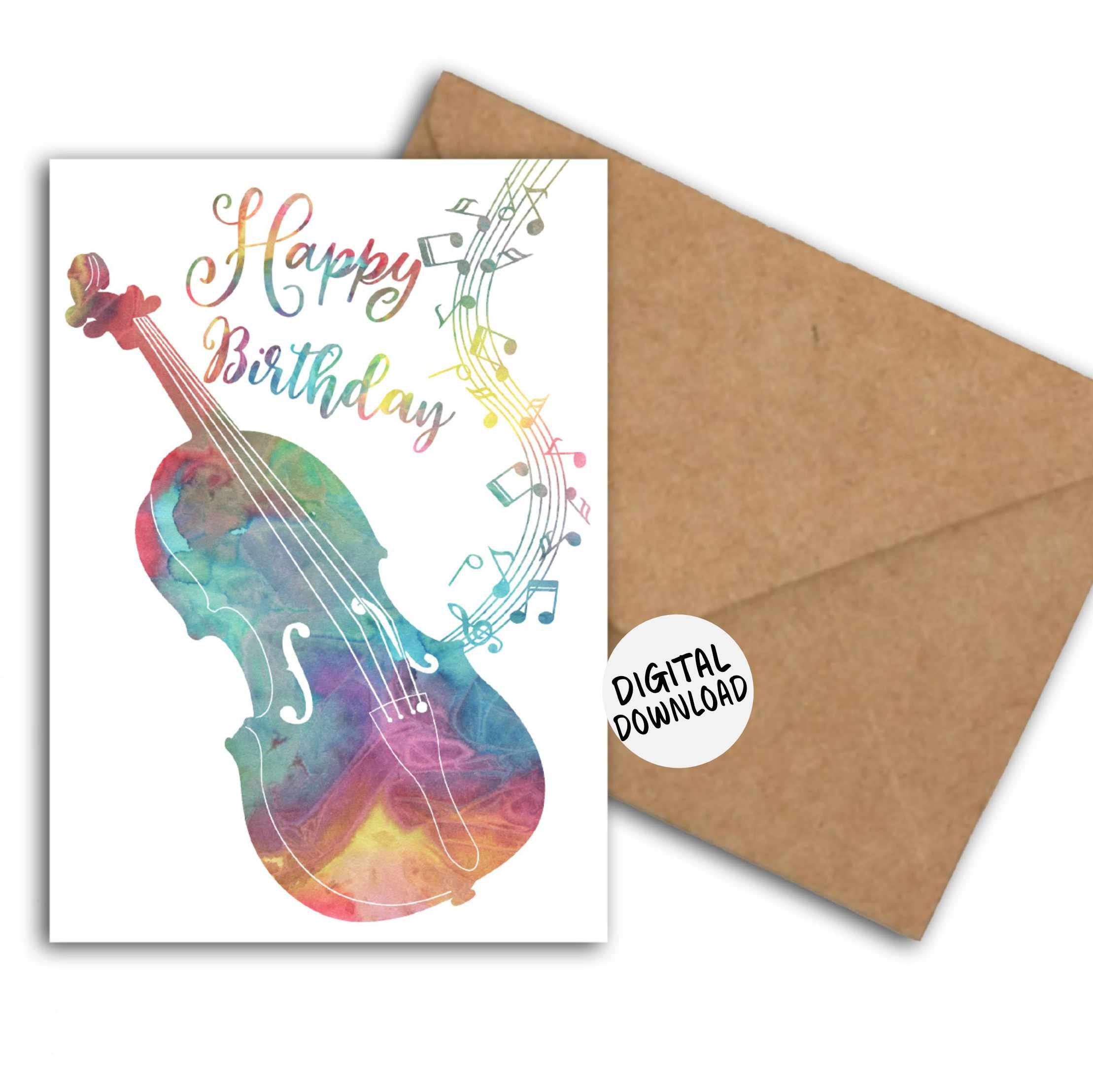Violin & Music Notes Birthday Card for Violinist /musician Etsy Canada