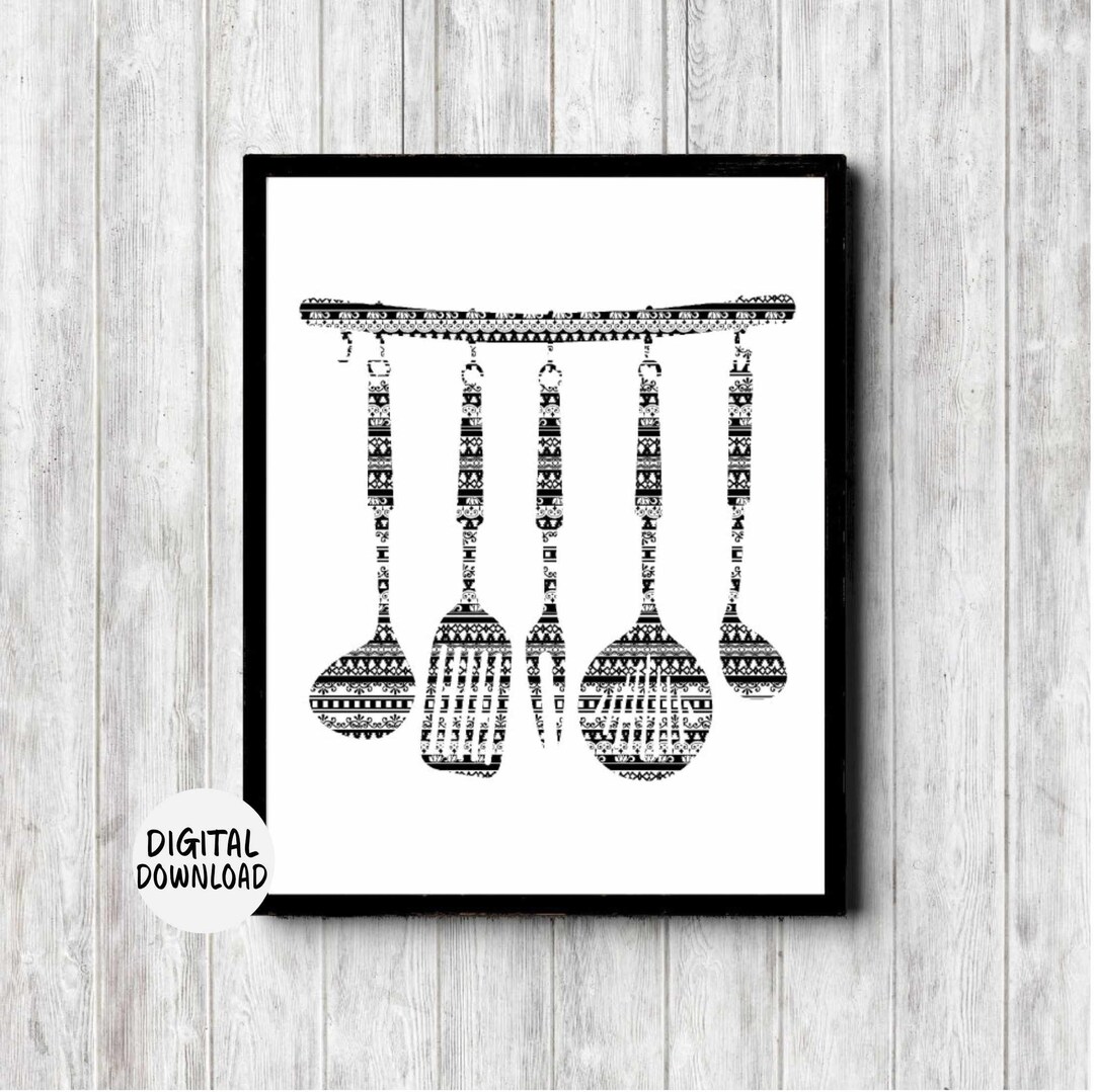 Black & White Kitchen Wall Art Printable Poster Kitchen - Etsy