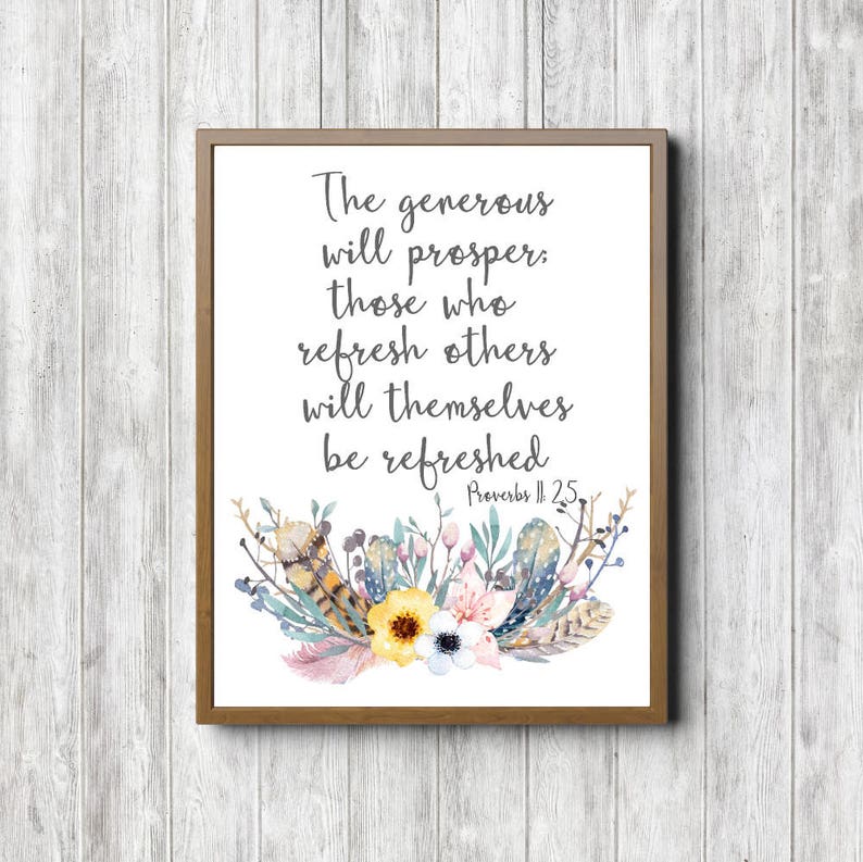 Proverbs 11 :25 Rustic Scripture Printable Boho Poster | Etsy