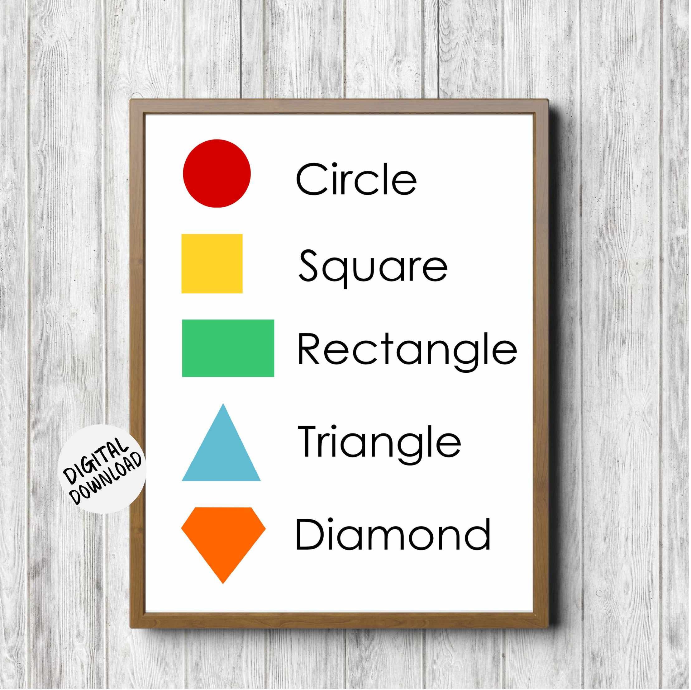 Educational Shapes Chart Printable Wall Decor for Classroom /