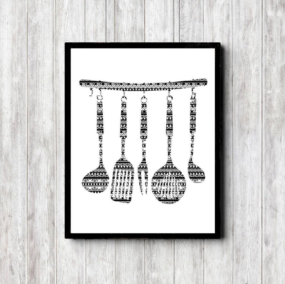 Black & White Kitchen Wall Art Printable Poster Kitchen | Etsy