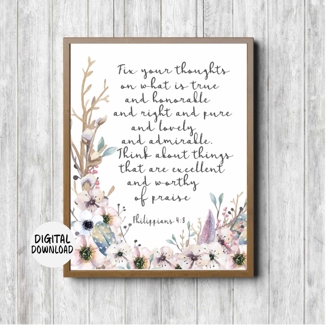Instant Download Rustic Printable Scripture Wall Art Philippians 4 : 8 ...