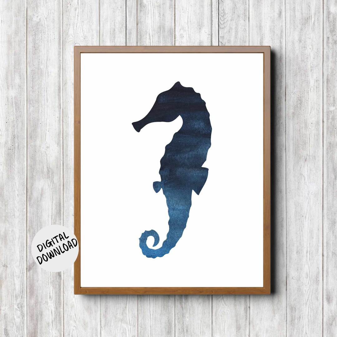 Watercolor Seahorse Art Print Sea Horse Printable Wall Art Marine / Sea ...
