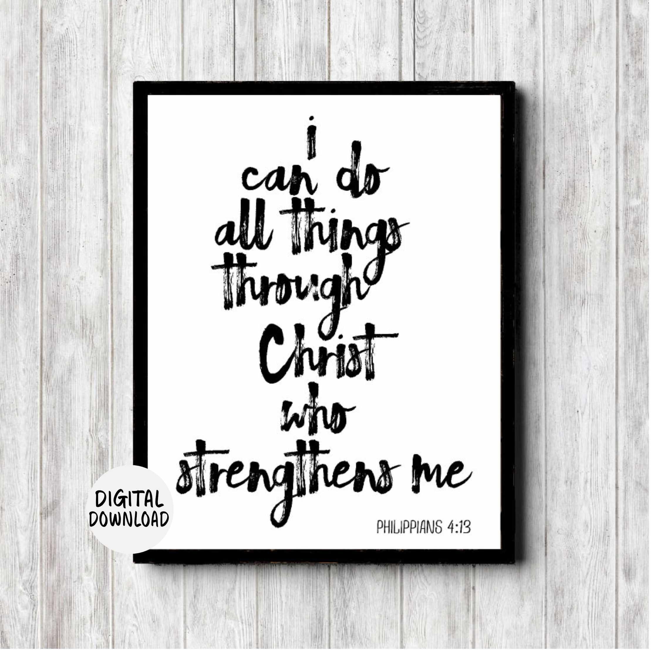 Philippians 4 13 Scripture Printable Wall Art teen Bible