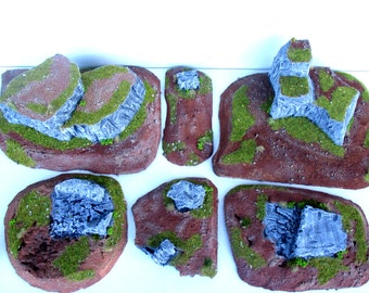 Landscape for the game: meadow type, pack 6 stages, Rock formations ground, warhammer terrain, wargame, 40k, fantasy terrain.
