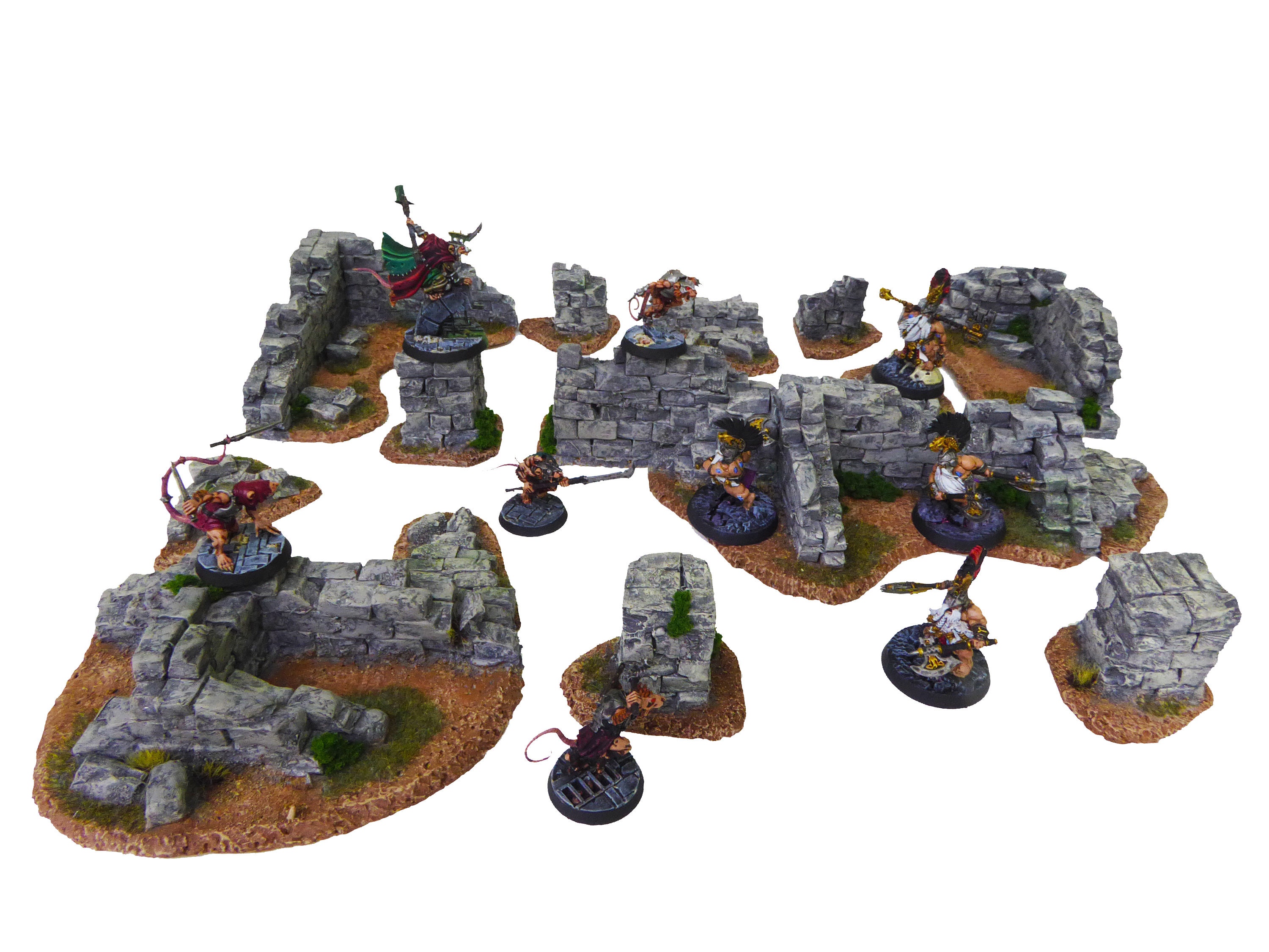 QP3D – Bâtiment de piliers ruinés de bataille, paysage de terrain pour table et RPG 28–32 mm, accessoires de jeux de guerre miniatures DND D&D, impression 3D et pouvant être peintes