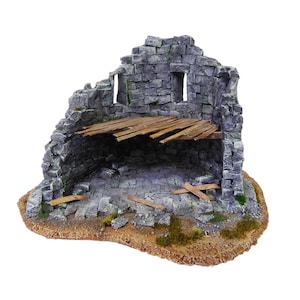 ruined tower terrain - set for miniature wargame scenery, years 28-32mm, RPG dynamic terrain