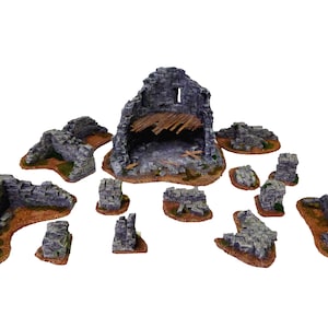 terrain ruins - set for miniature wargame scenery, years 28-32mm, RPG dynamic terrain
